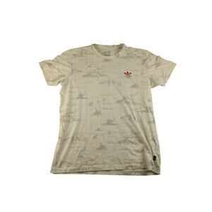 Adidas Skateboarding T Shirt Size M White Palm Tree Pattern Trefoil Logo